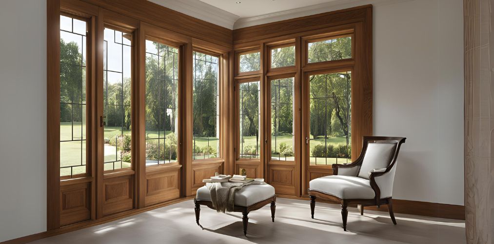 Full-height l-shaped wooden window design - Beautiful Homes