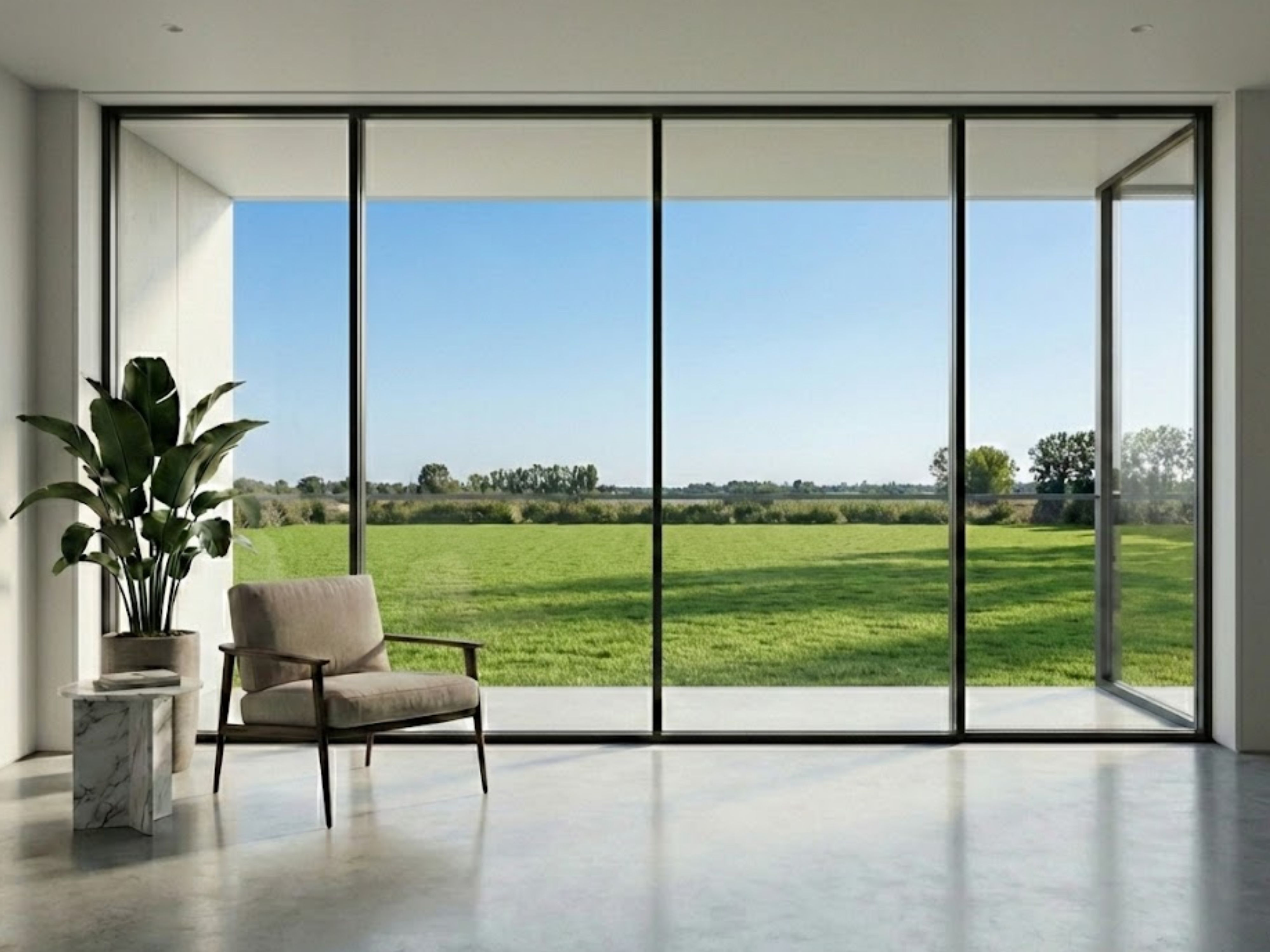 Glass balcony with green landscape view - Beautiful Homes