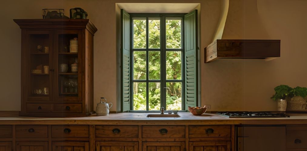 Shutter window design for a rustic kitchen - Beautiful Homes