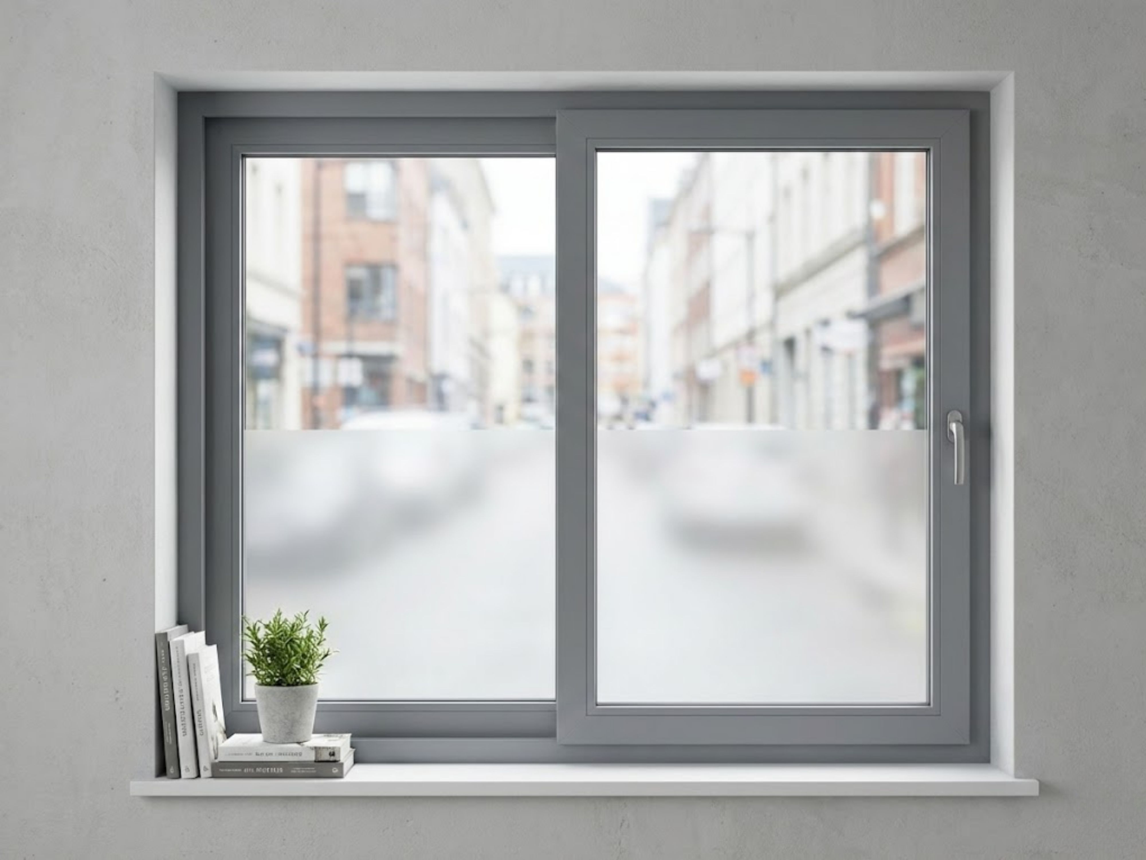 Grey window with frosted glass and indoor décor - Beautiful Homes