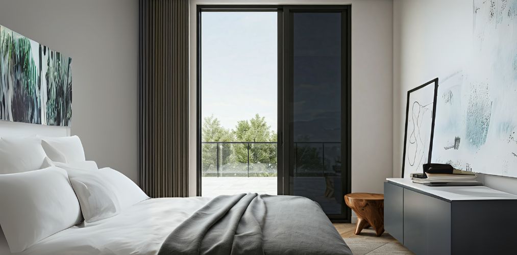Small single pane sliding glass window in bedroom - Beautiful Homes