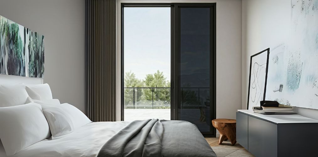 Small single pane sliding glass window in bedroom - Beautiful Homes