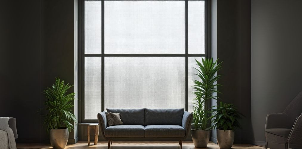 Textured window glass design in living room - Beautiful Homes