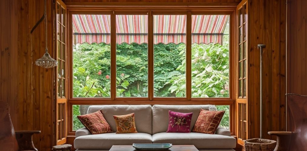 Traditional wooden window design with awning - Beautiful Homes