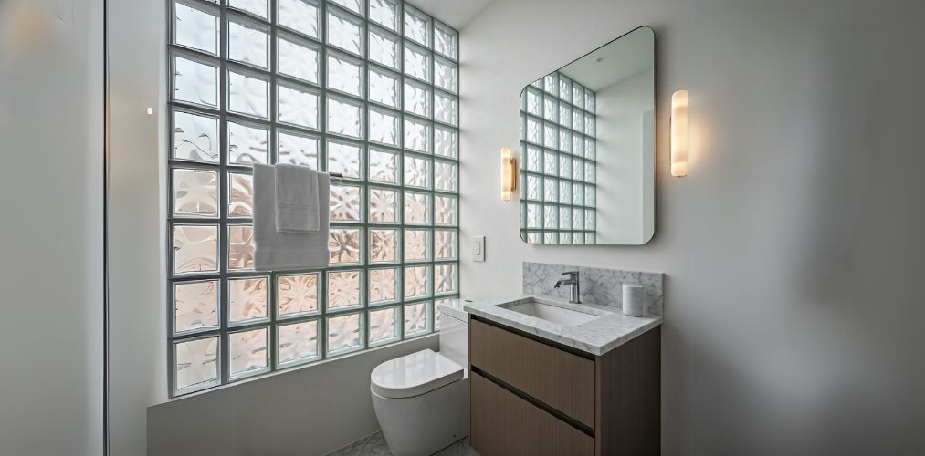 Window with glass blocks for a small bathroom - Beautiful Homes