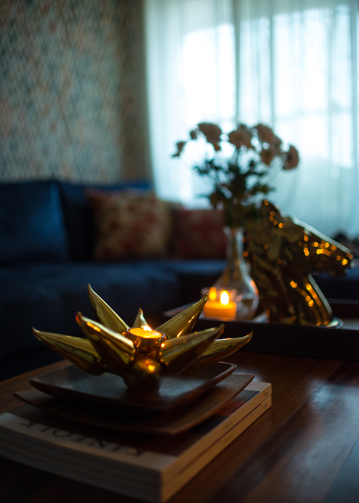 Centre table with coffee books & trays for modern living room - Beautiful Homes