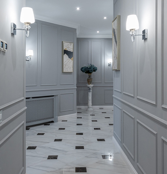Hallway décor ideas with marble flooring - Beautiful Homes