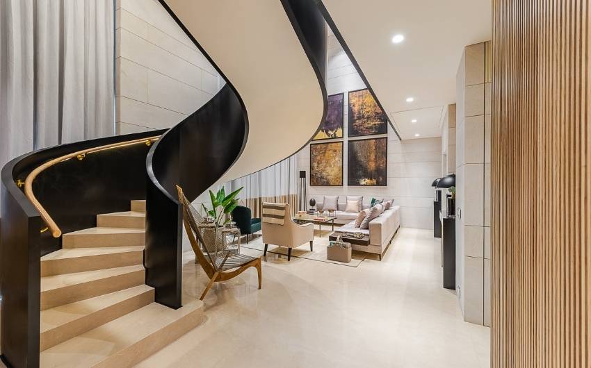 Spiral Staircase In Middle Of Living Room