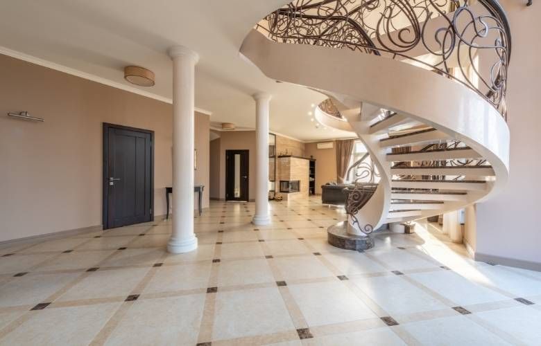 Ceramic spiral staircase designs with metallic railings - Beautiful Homes
