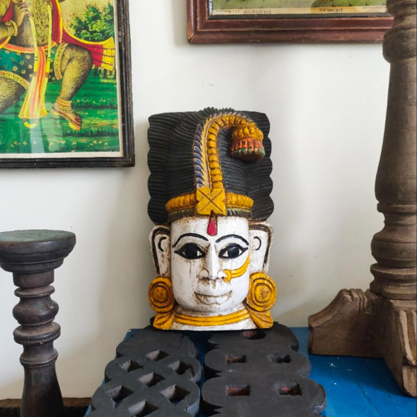 Handcrafted Wooden Goddess Meenakshi Mask