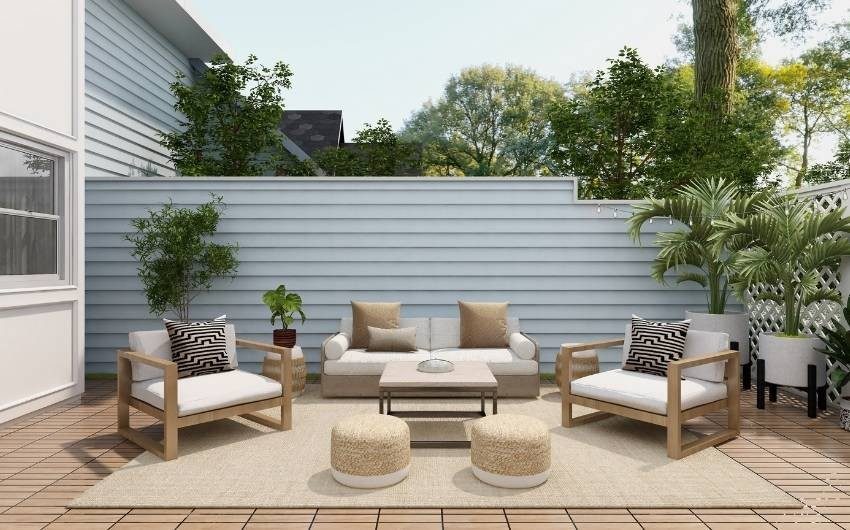 Balcony interior design with seating arrangement - Beautiful Homes