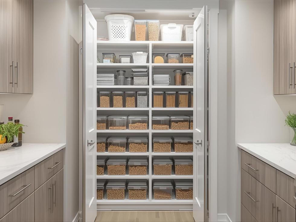 Modern glass pantry unit in modular kitchen - Beautiful Homes