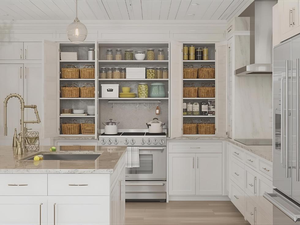 Built-in modern cabinets in pantry unit - Beautiful Homes