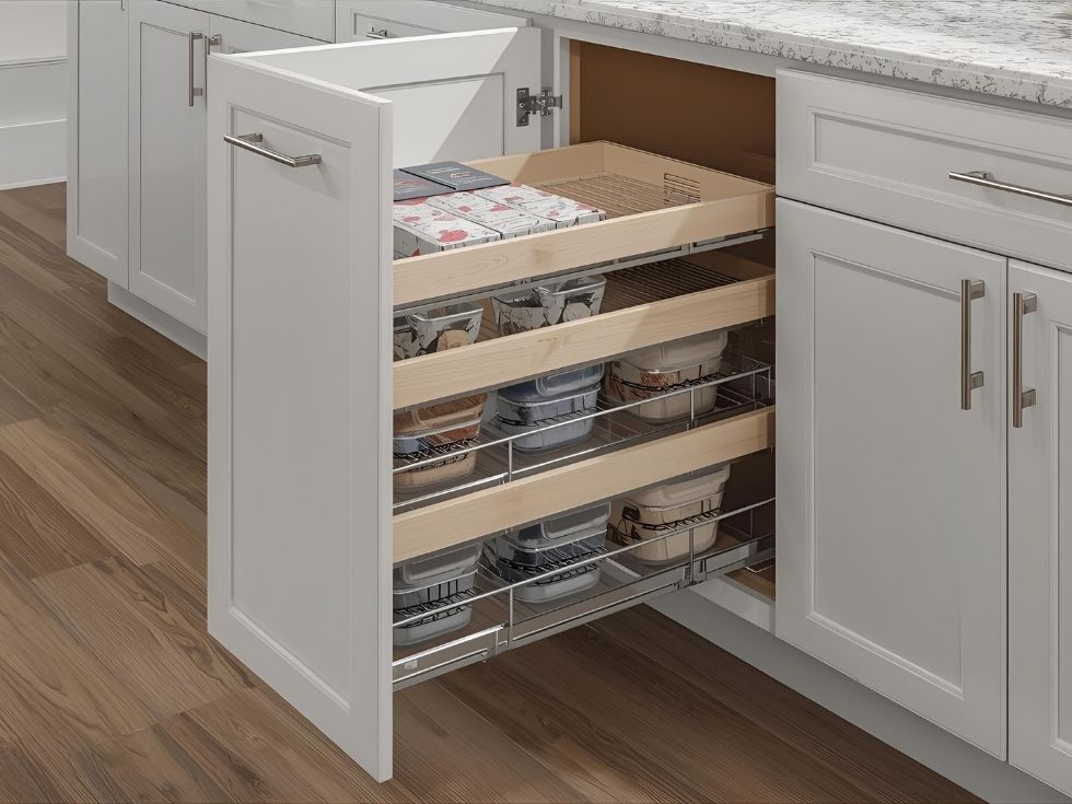 Modern pull-out pantry unit in modular kitchen - Beautiful Homes