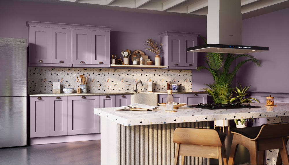 Kitchen Shutters & Wall Painted In Transcendent Pink - Beautiful Homes