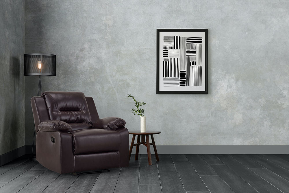 Chocolate brown recliner with black floor lamp - Beautiful Homes