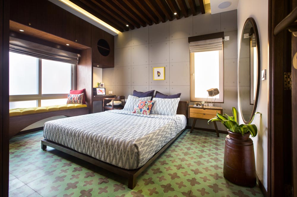 Athangudi patterned tiles for this bedroom in Chennai - Beautiful Homes
