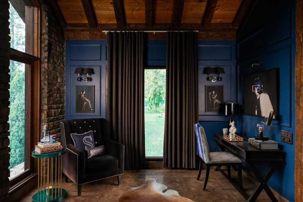 Create a cosy home office setup at the corner of a room & reading nook as backdrop with matching home interiors - Beautiful Homes