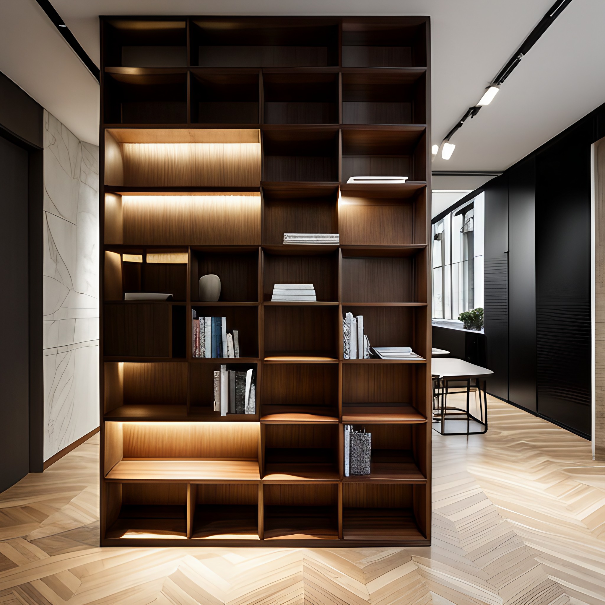 Shelves wooden partition design for your home - Beautiful Homes