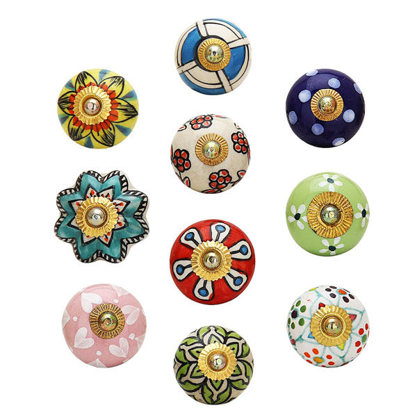 Floral ceramic door knobs
