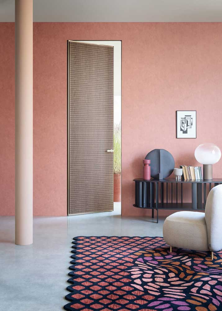 Modern room with textured wall colour & textured door design matching with the home décor - Beautiful Homes