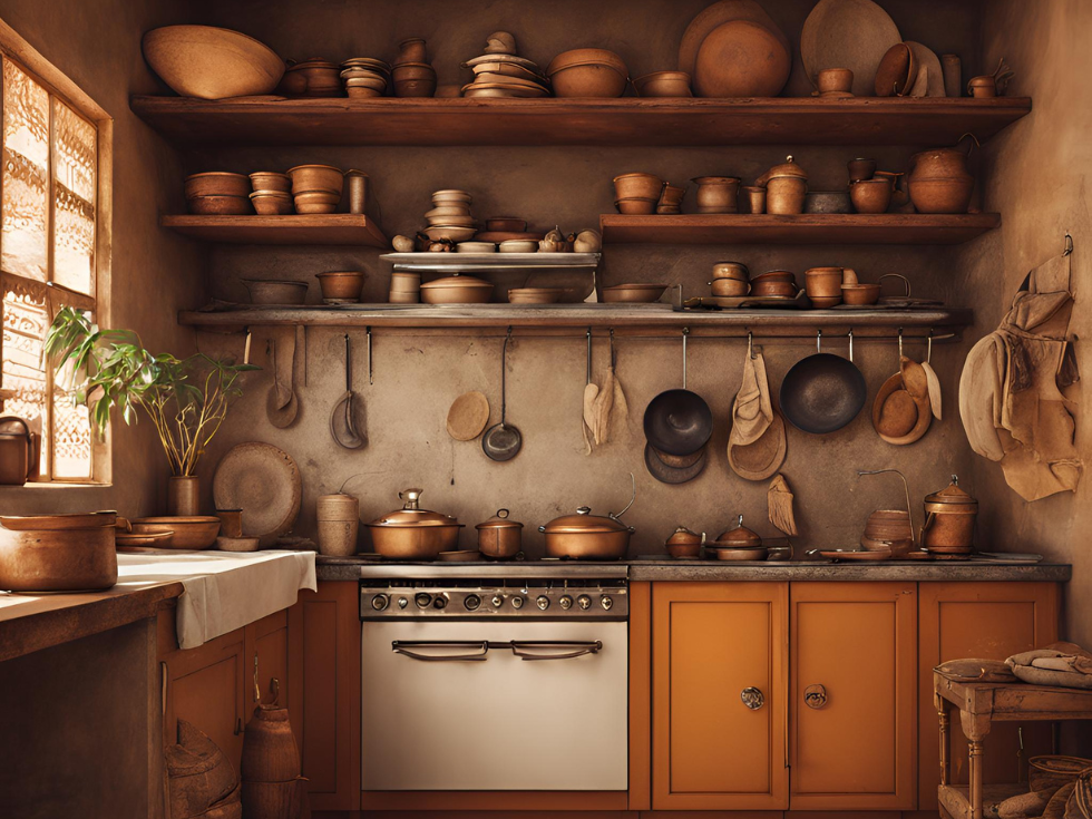 Kitchen Decor with Traditional Indian Cookware- Beautiful Homes