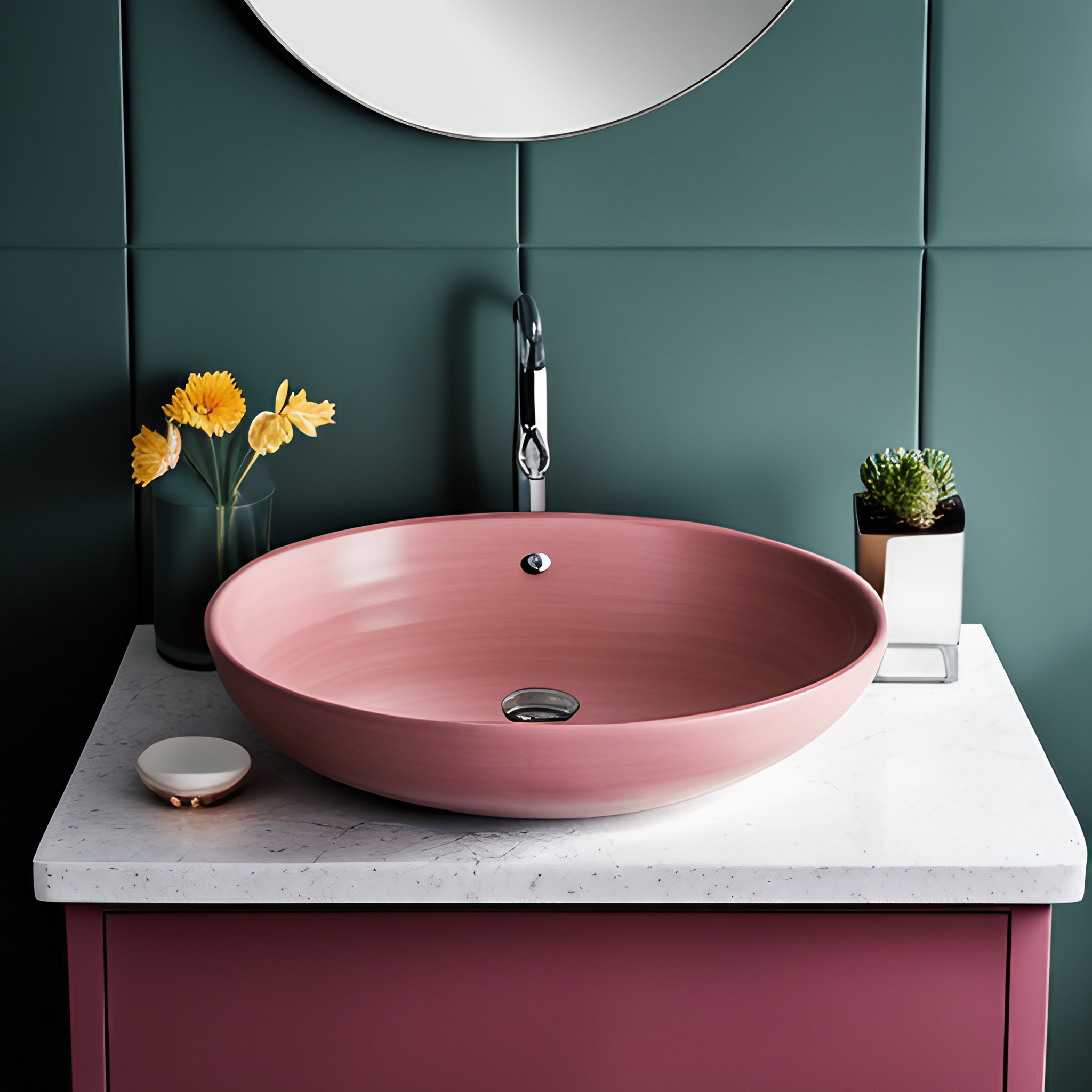 plush pink wash basin design - Beautiful Homes