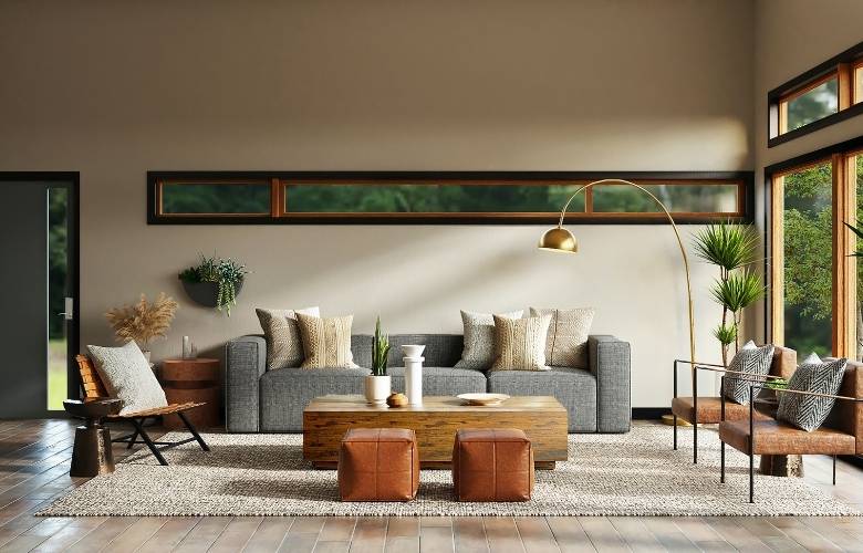 Spacious elegant living room designed by expert home designers - Beautiful Homes