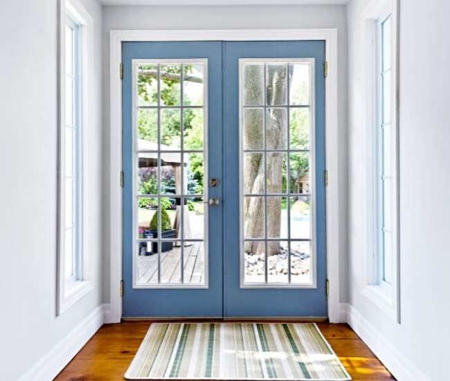 Designer Blue door design with glass for your home - Beautiful Homes
