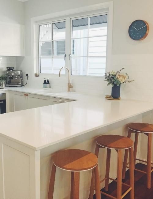 Small l shape modular kitchen design with breakfast counter - Beautiful Homes