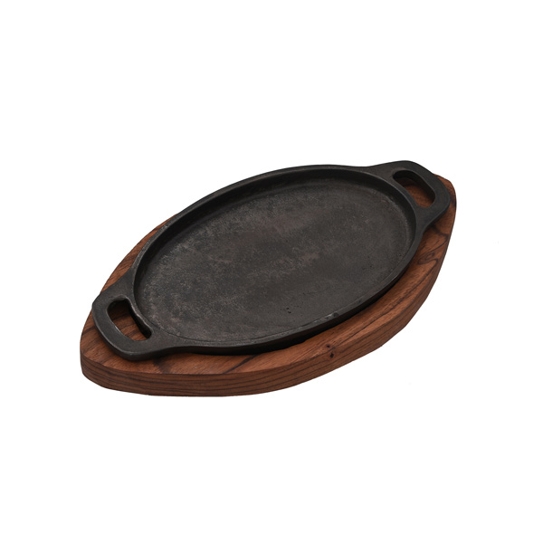 Oval cast iron sizzler plate