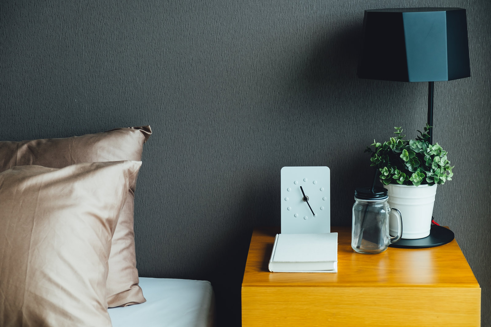 A bedside table with minimal accessories - Beautiful Homes