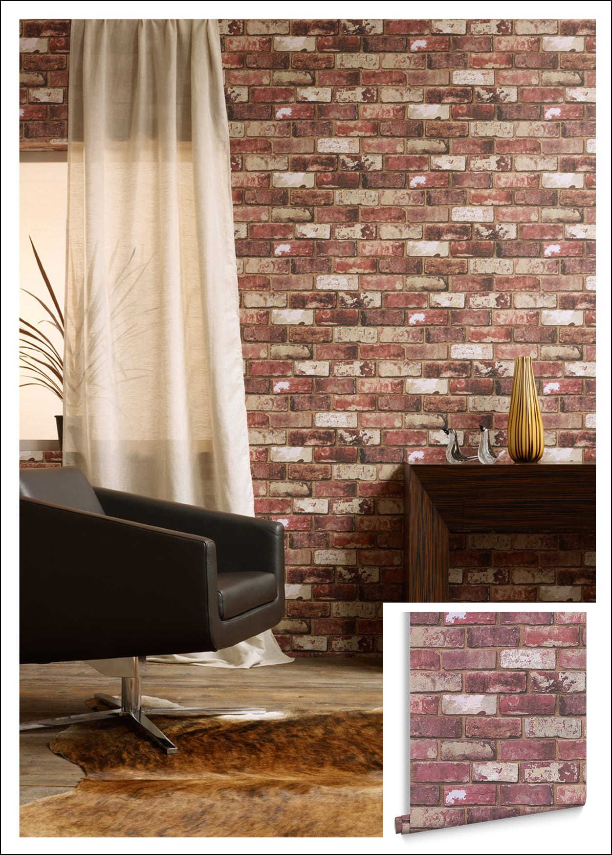 Red brick wall home décor idea - Beautiful Homes