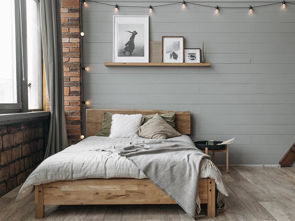 Rustic brick wall design in the rustic style bedroom interiors - Beautiful Homes