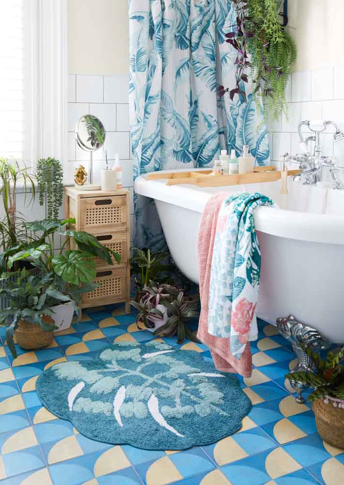 White bathroom design with prints and textures - Beautiful Homes