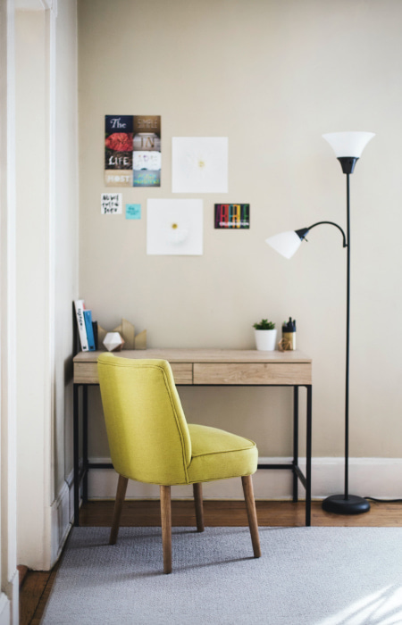 Yellow-green accent chair for study room - Beautiful Homes