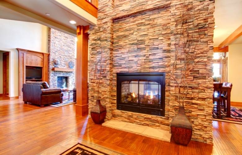Fireplace ideas in a stone wall - Beautiful Homes