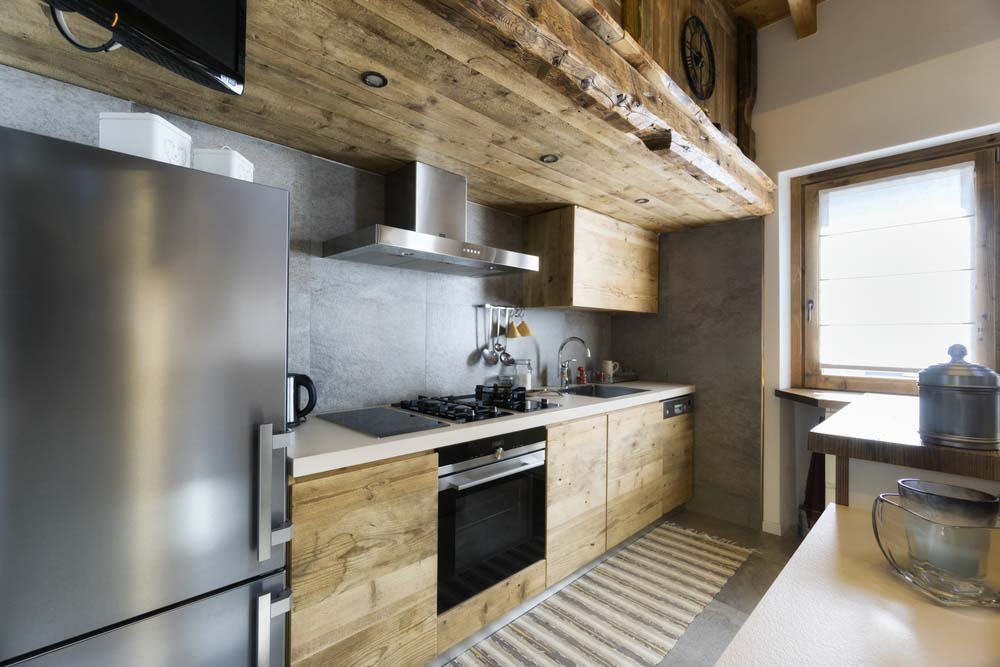 Grey & wood combination kitchen design - Beautiful Homes