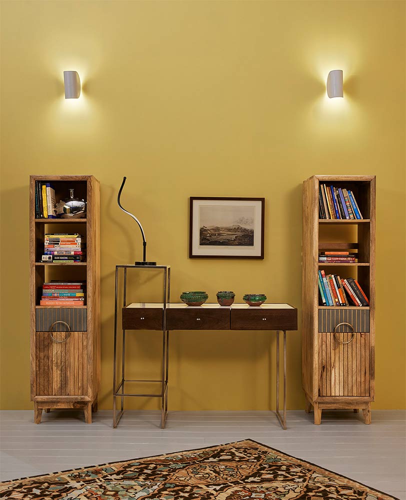 Console table and bookshelves