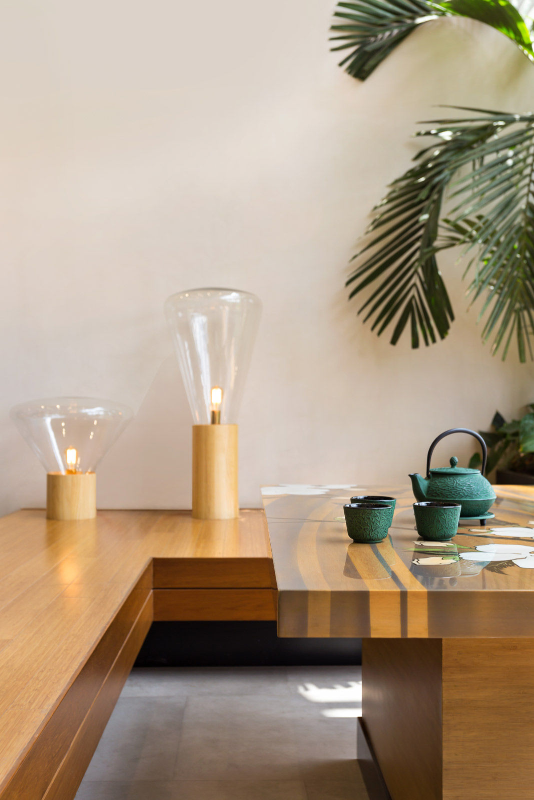 The dining table is fashioned like a Japanese style tea room - Beautiful Homes