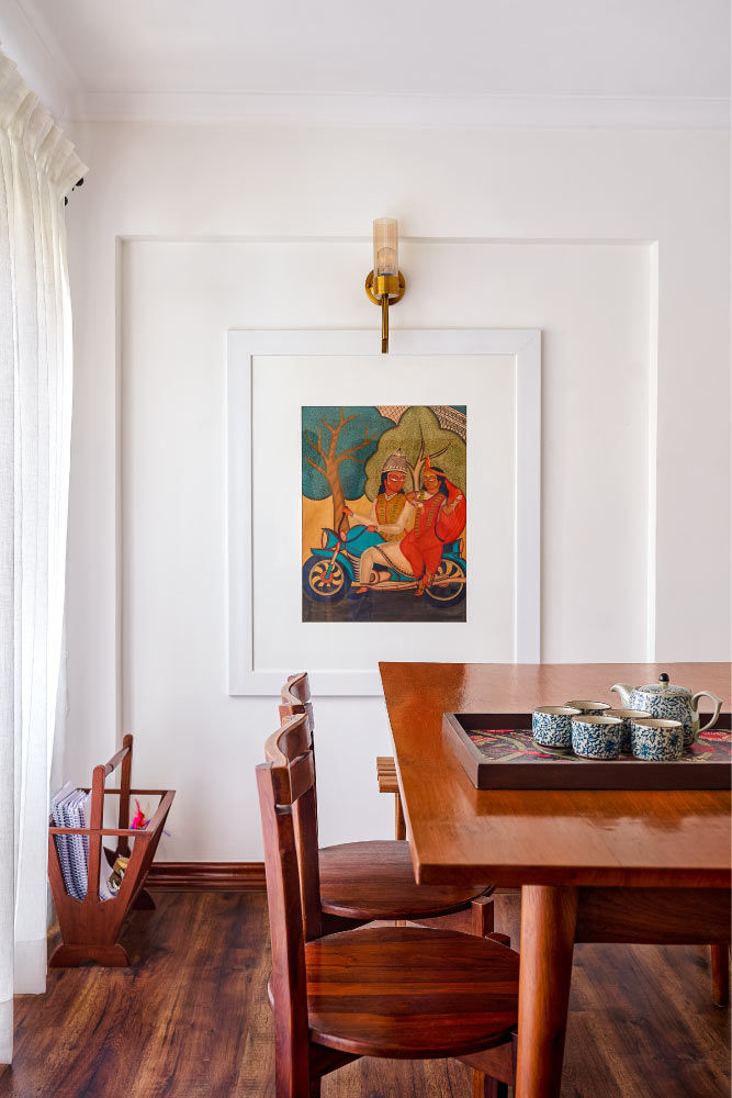 Backdrop design for the painting & wall sconce for your living room design - Beautiful Homes