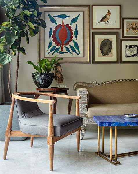 Collected art and custom-made furniture