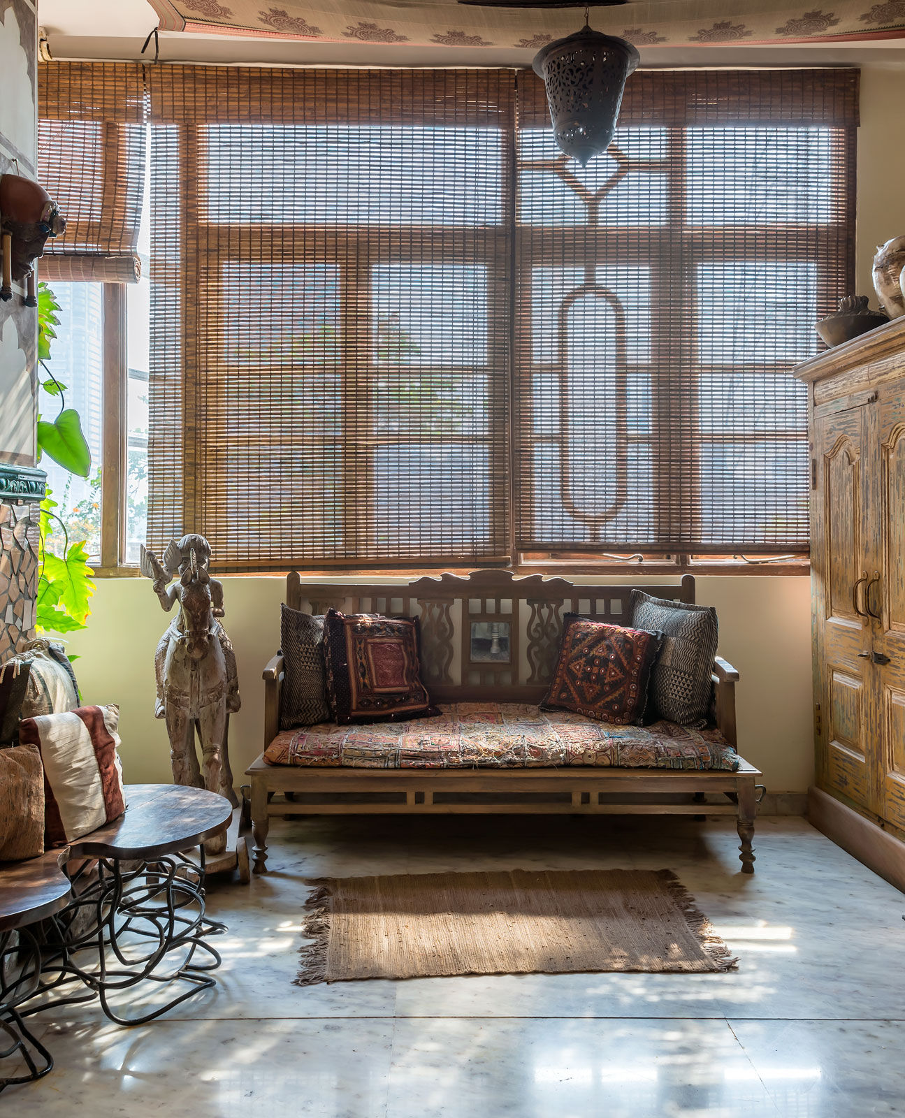 A Ceiling of the Living Space is Covered in Fabric – Beautiful Homes