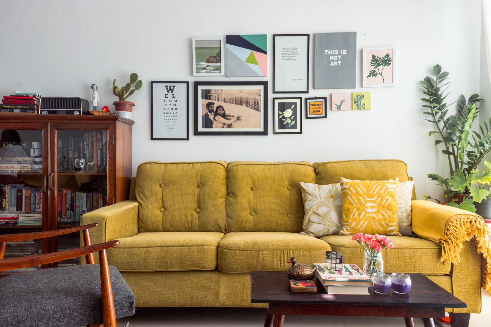 The living room has been put together with furniture sourced from Chor Bazaar in Mumbai - Beautiful Homes