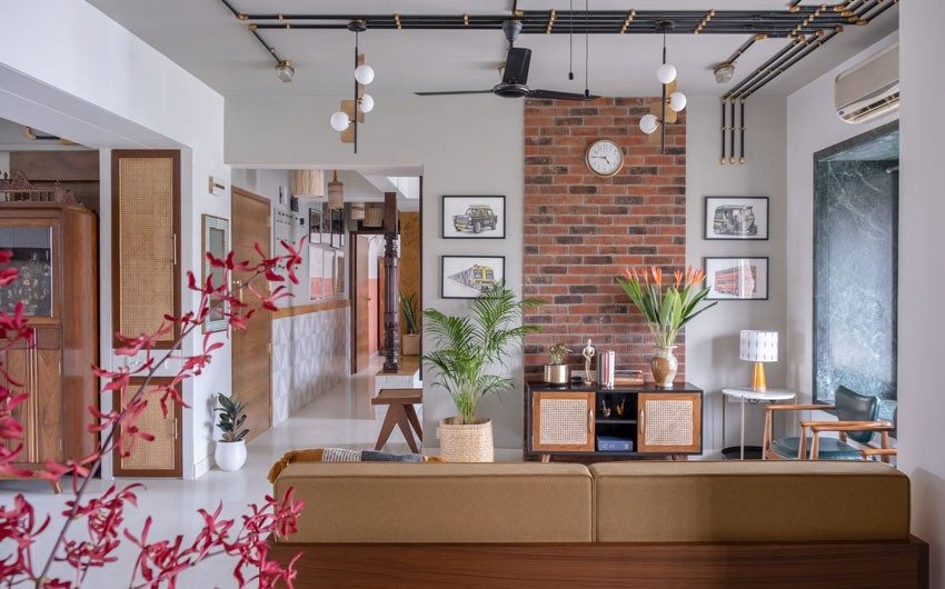 Living room design is quirky & has teakwood furniture - Beautiful Homes