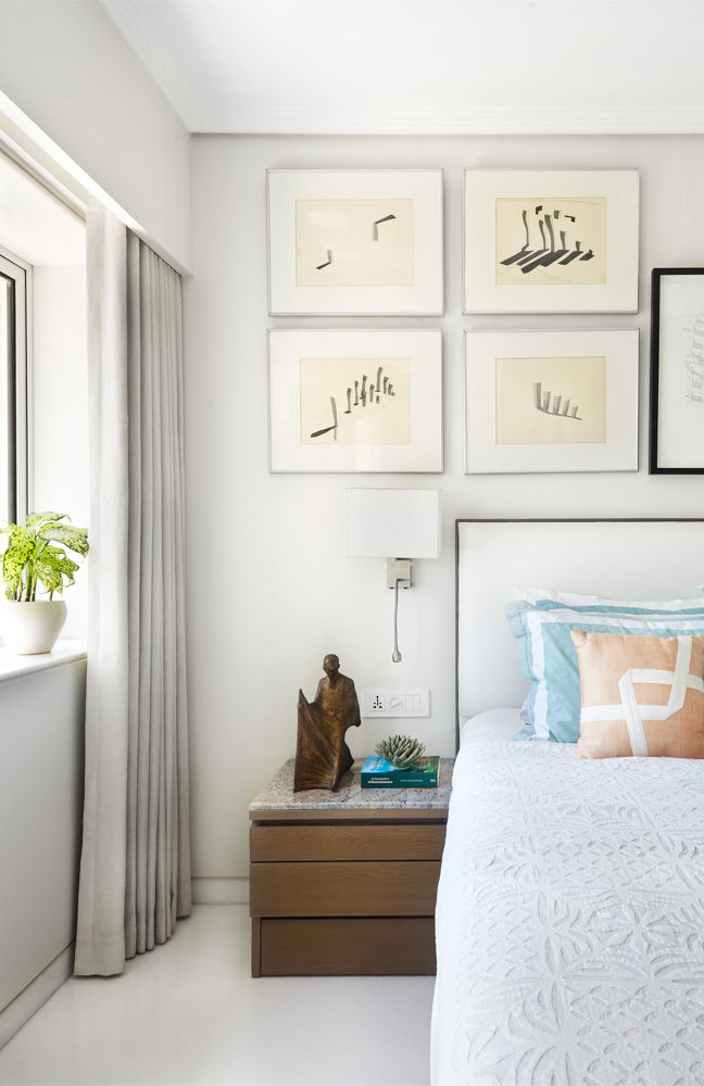 Painting Placed Above the Bed on White Walls - Beautiful Homes