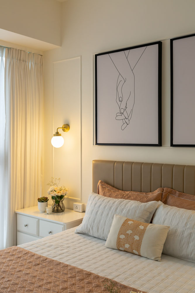 The master bedroom is decorated with delicate décor items like pendant light - Beautiful Homes