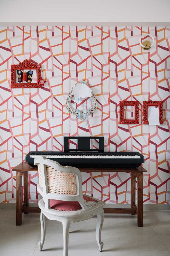 The children's bedroom has wallpaper by Asian Paints & a chair from Jodhpur - Beautiful Homes
