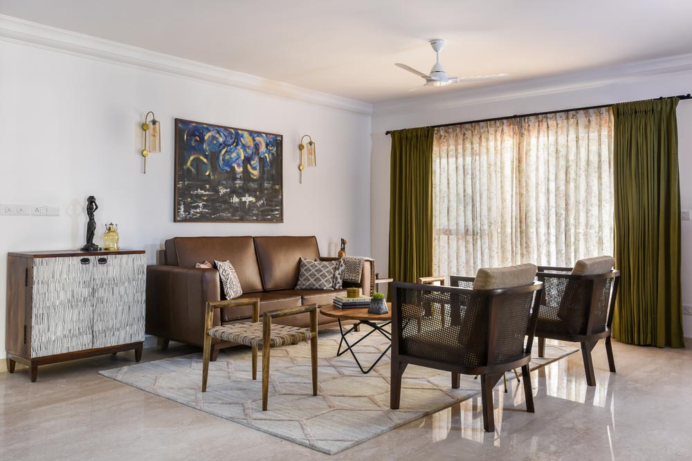 Spacious living room design has mid century modern & contemporary home interiors - Beautiful Homes