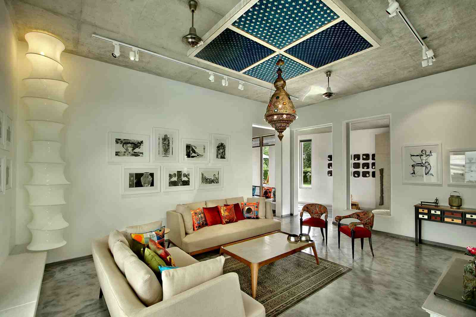 The interiors of the living room at the Vadodara farmhouse  - Beautiful Homes